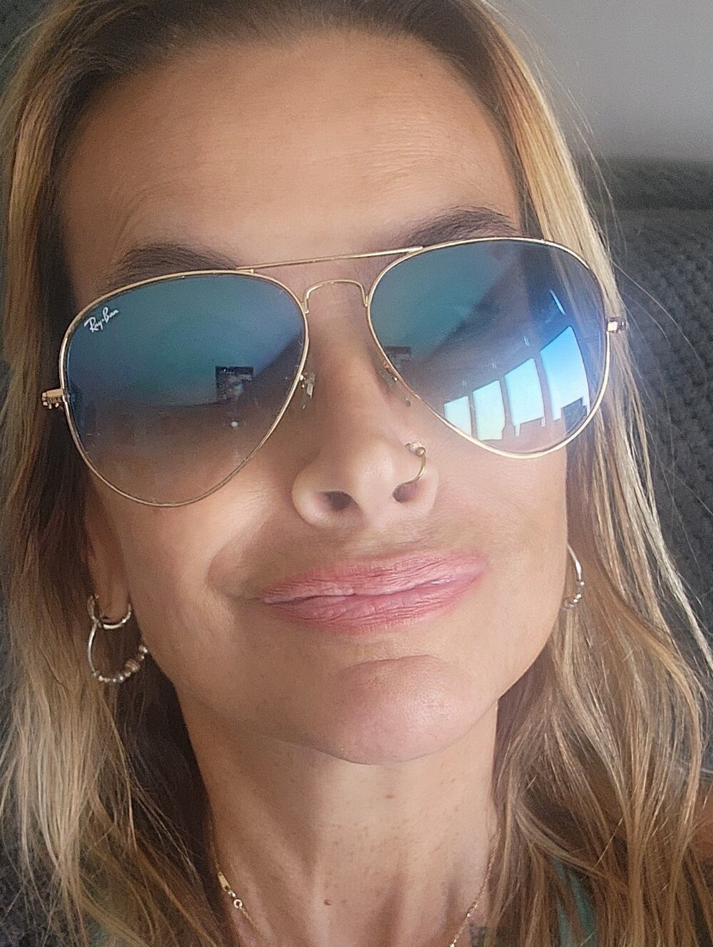 Ray-Ban Aviator Sunglasses with Blue Gradient Lenses and Gold Frame
